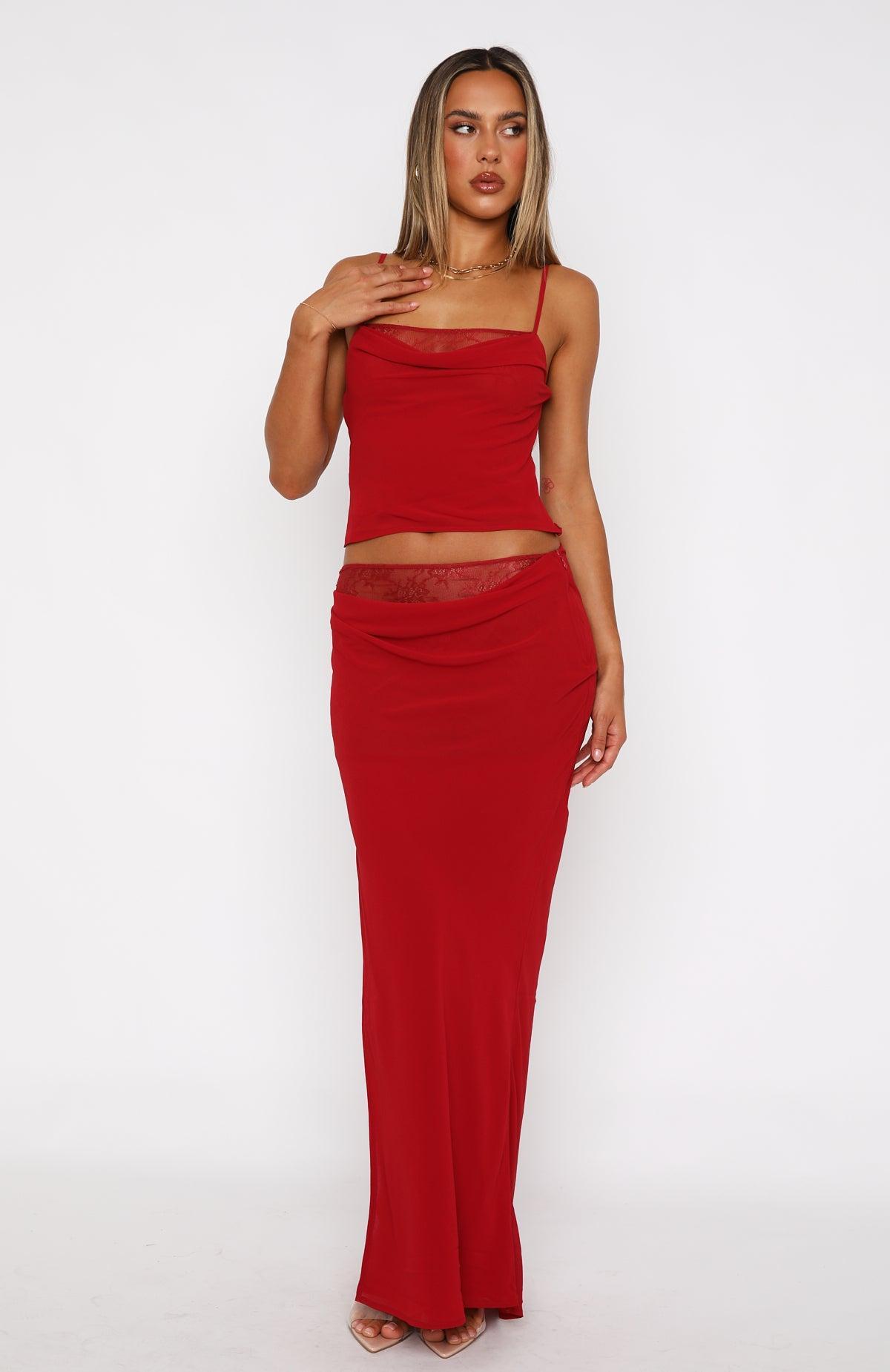 It's A Sign Maxi Skirt Red Product Image