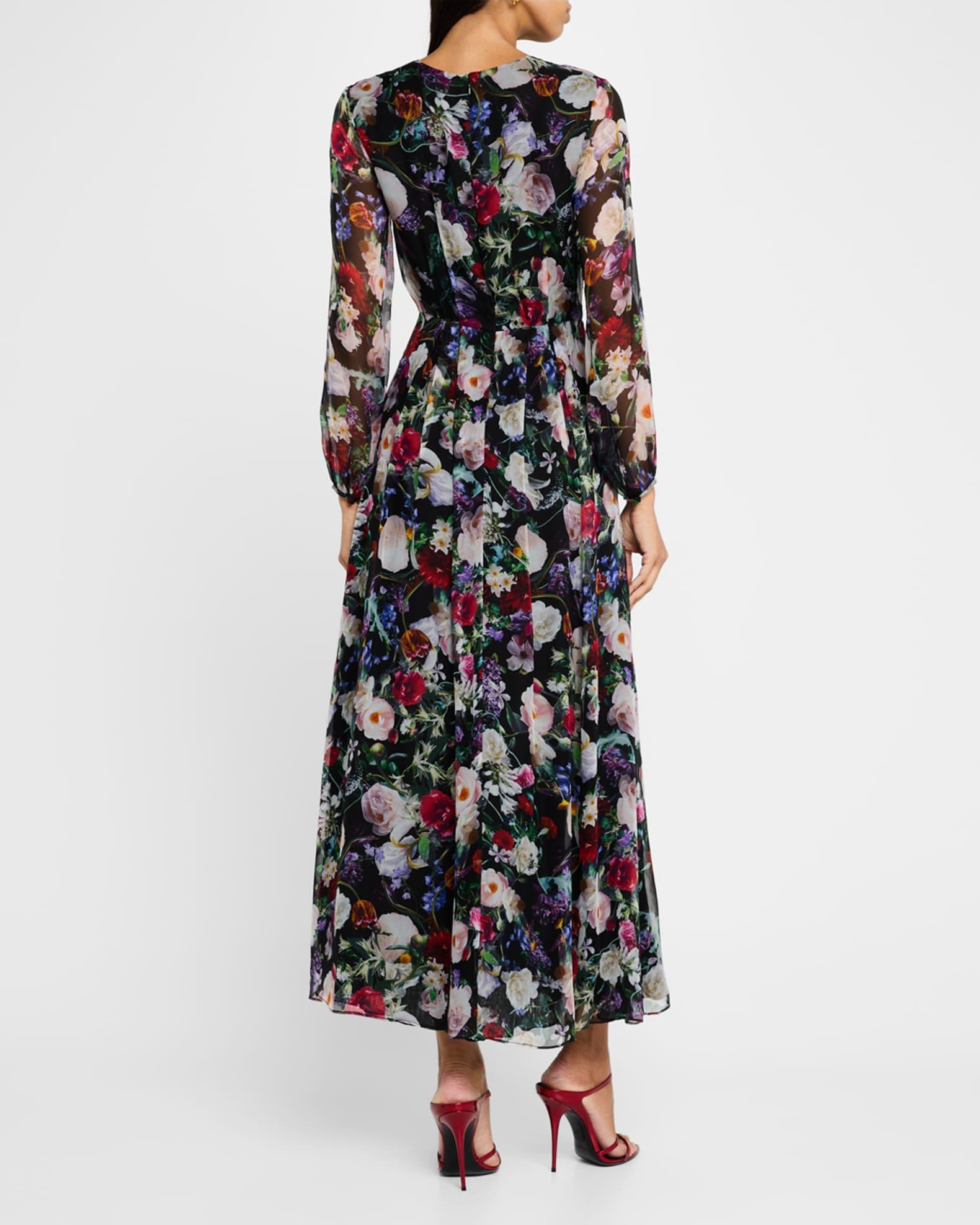 Paravicini Floral Long-Sleeve Silk Chiffon Maxi Dress Product Image
