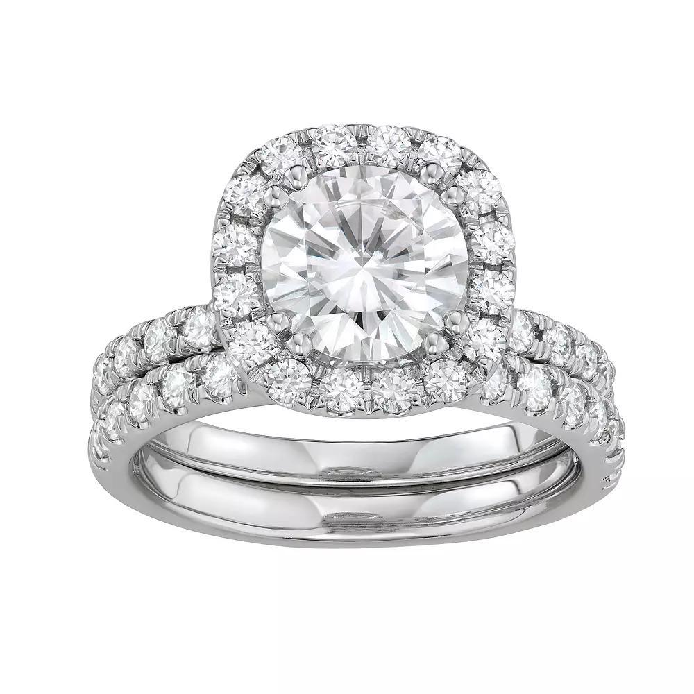 Charles & Colvard 14K White Gold 2 7/8 Carat T.W. Lab-Created Moissanite Bridal Set, Women's, Size: 6, 14k Whgold Product Image