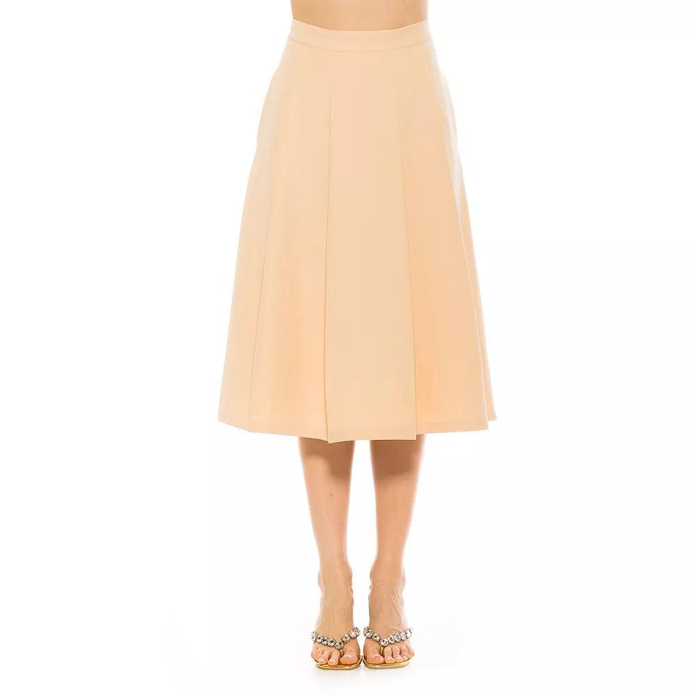 Women's ALEXIA ADMOR Illia Pleated Midi Skirt, Size: 2, Beige Product Image