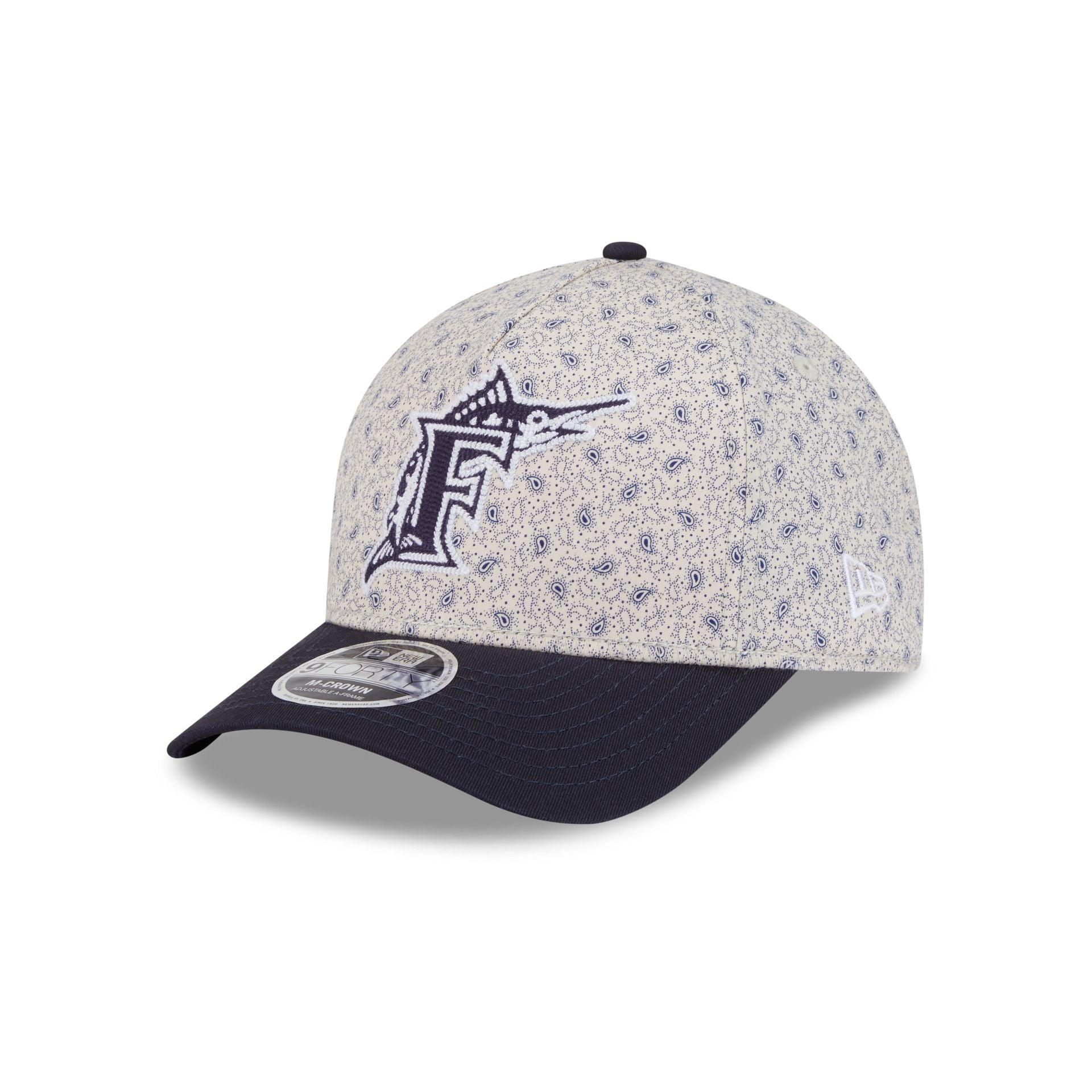 Miami Marlins Micro Print 9FORTY M-Crown A-Frame Adjustable Hat Male Product Image