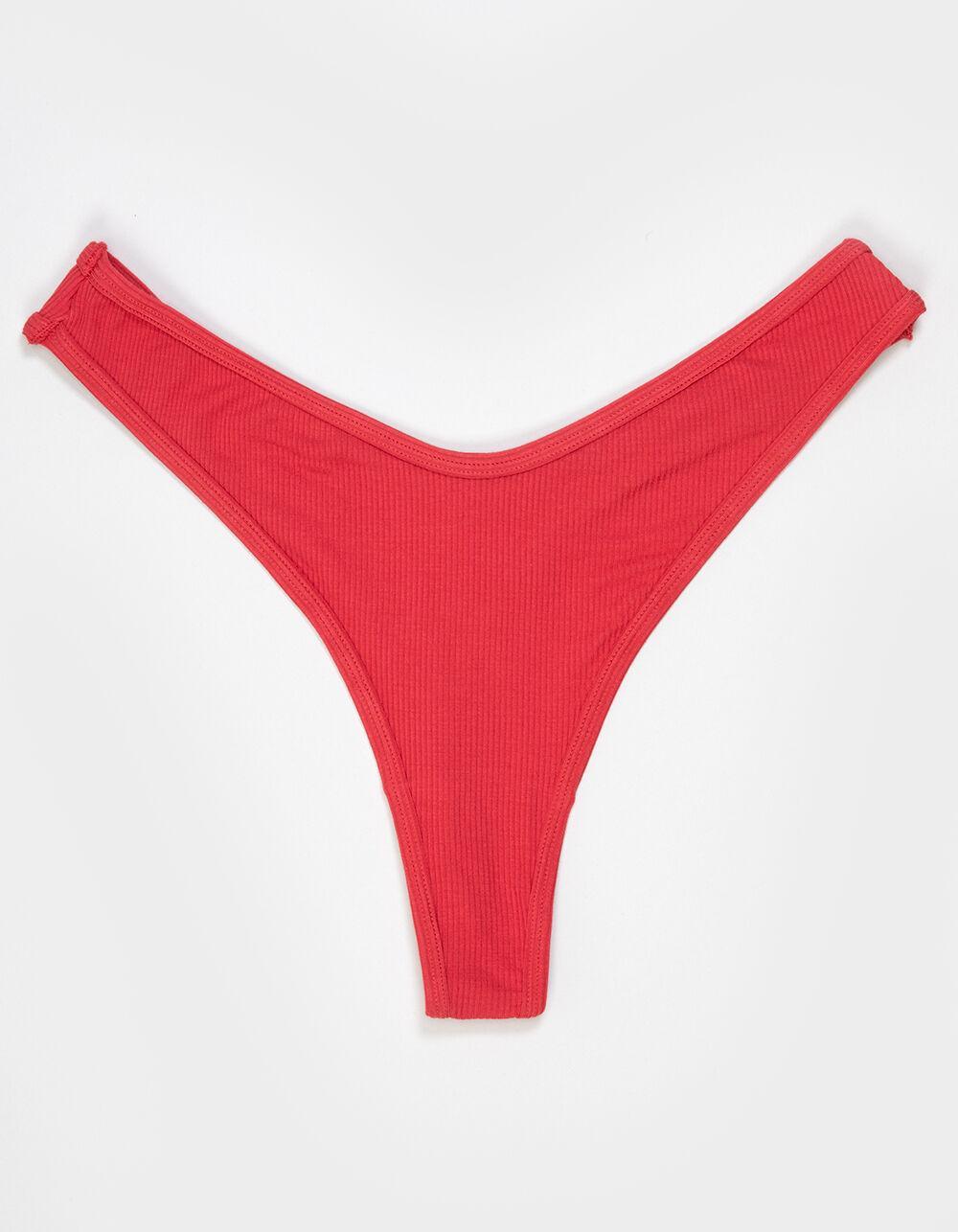 FULL TILT High Leg Rib Thong - RED Product Image