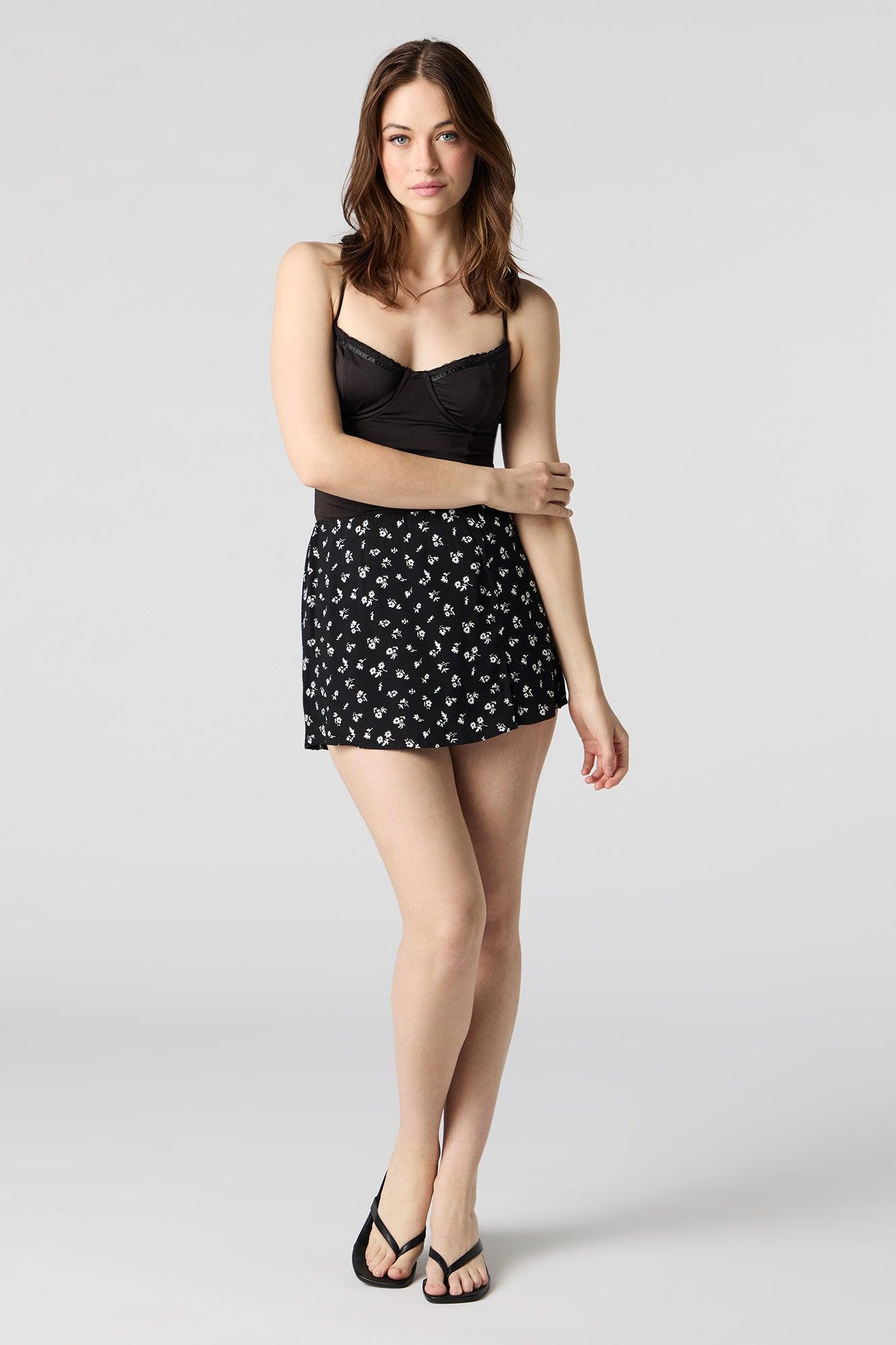 Printed Slit Mini Skort Female Product Image