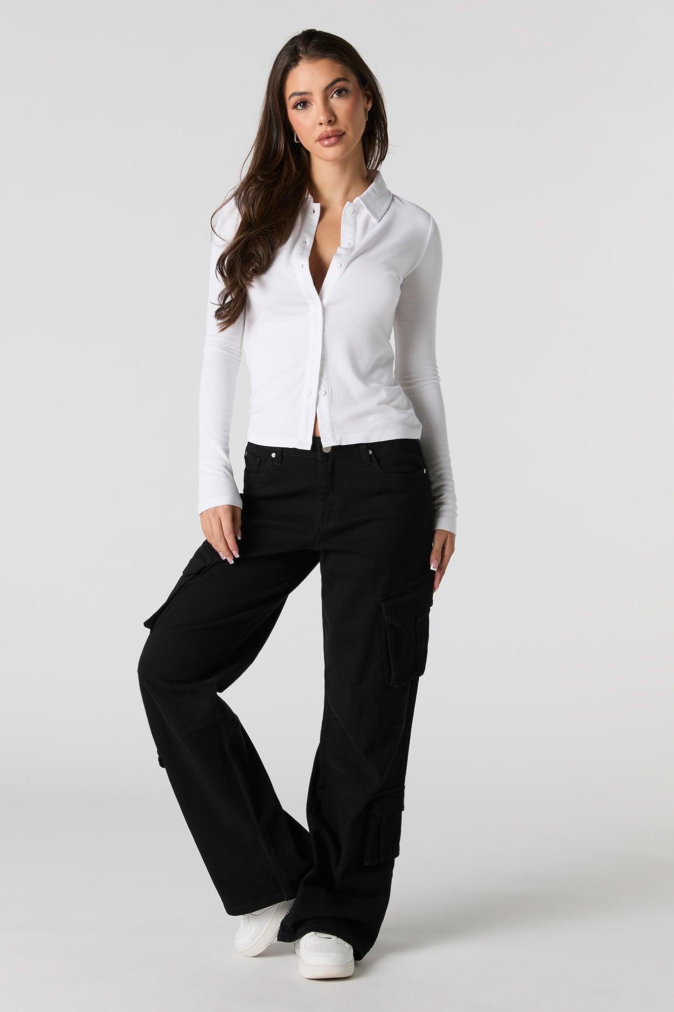 Stretch Denim Straight Leg Cargo Jean Female Product Image