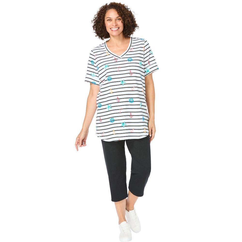 Woman Within Women's Plus Size Short-Sleeve Button Down Seersucker Shirt Product Image