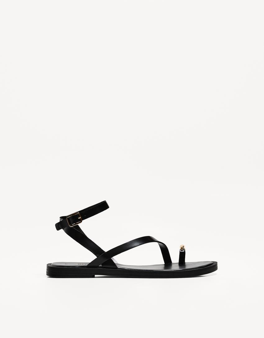 Flat sandals with metallic detail Product Image