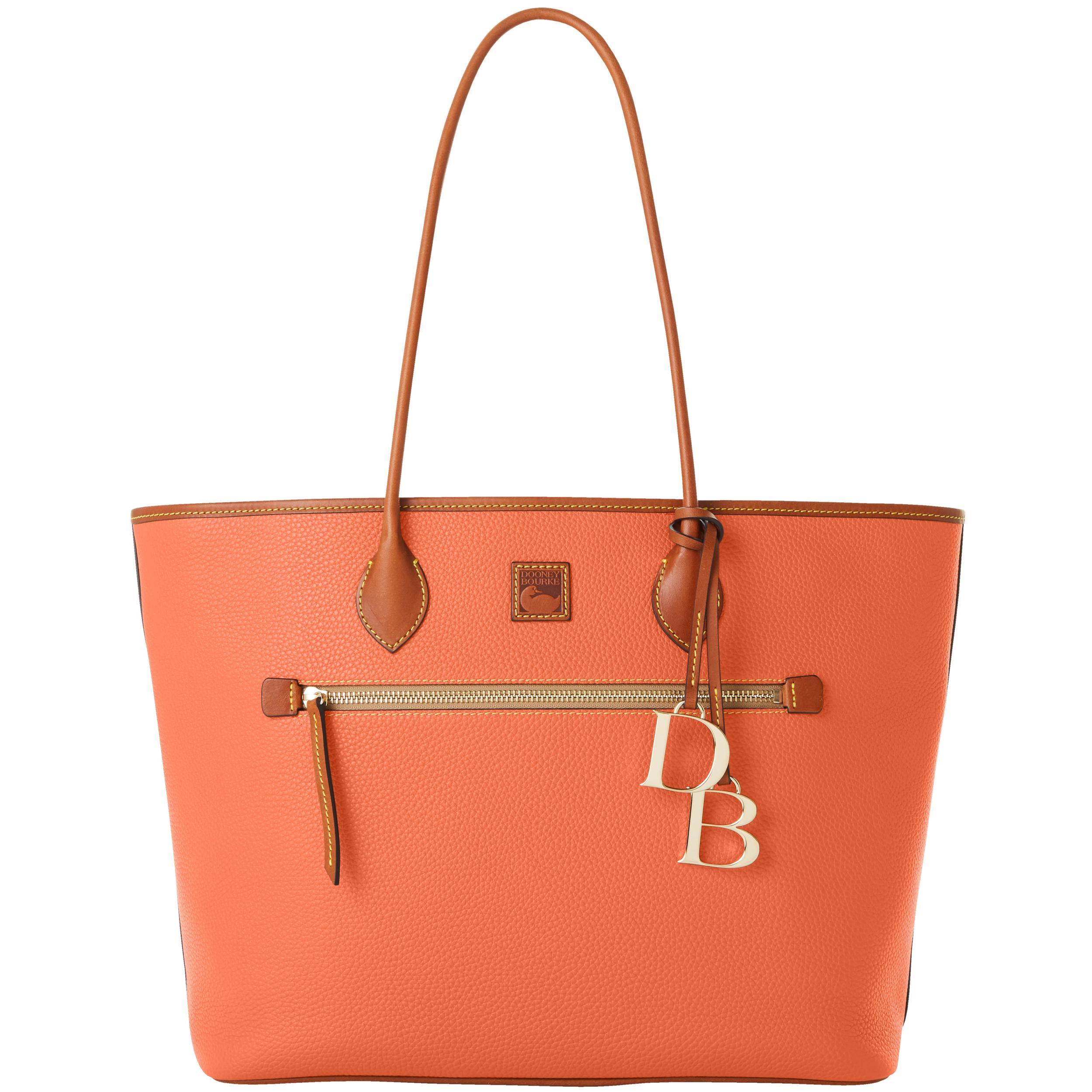 Dooney & Bourke Womens Pebble Grain Large Leather Tote Shopping Bag in Coral Product Image