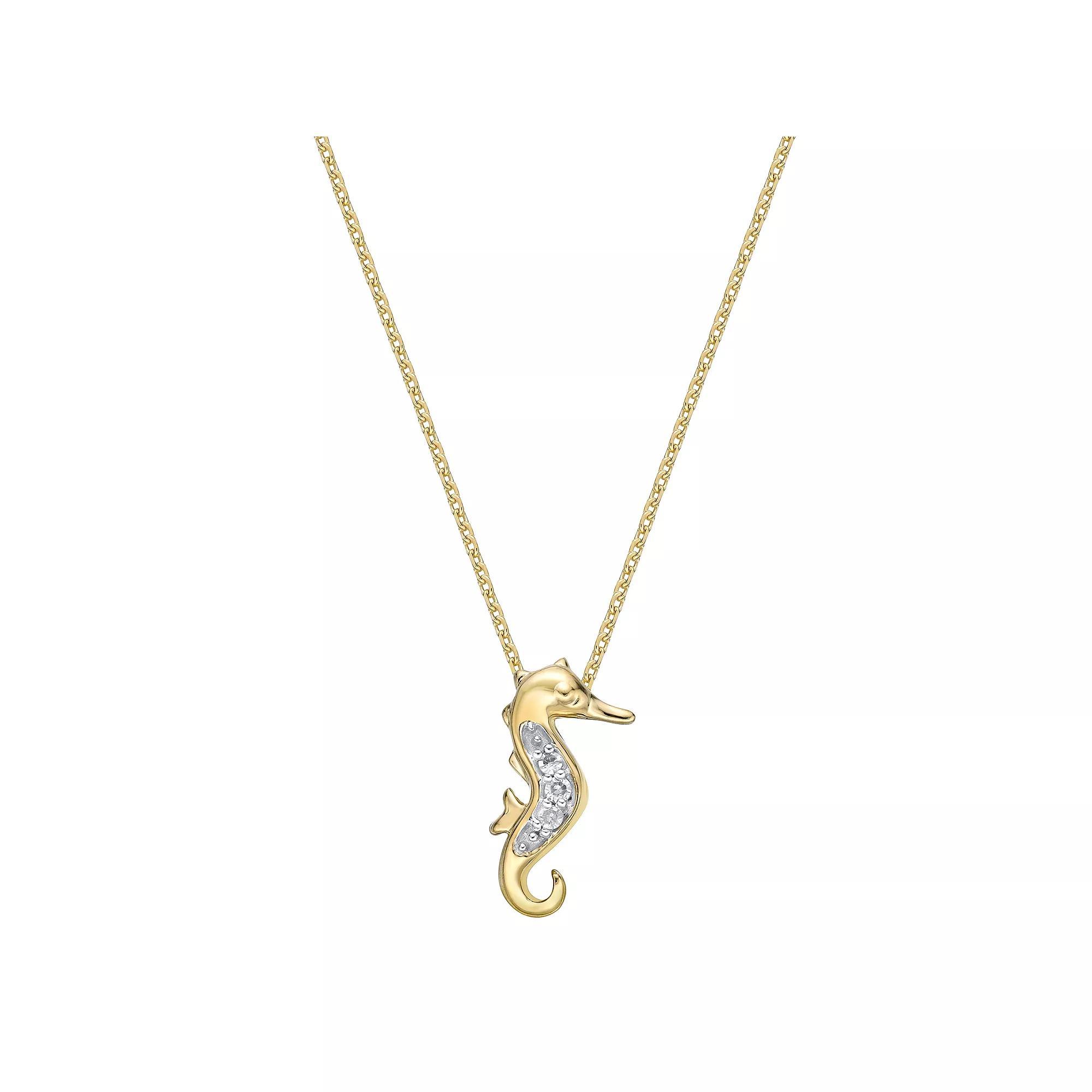 Gemminded 10k Gold Diamond Accent Seahorse Pendant Necklace, Women's, Size: 18" Product Image