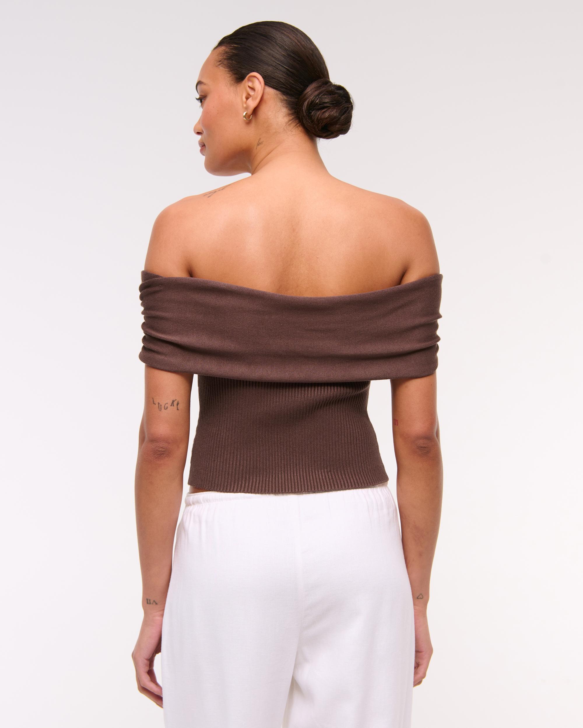Hardware Off-The-Shoulder Sweater Top Product Image