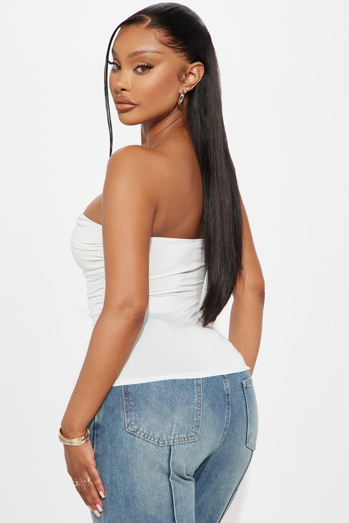 Run It Up Ruched Tube Top - Ivory Female Product Image