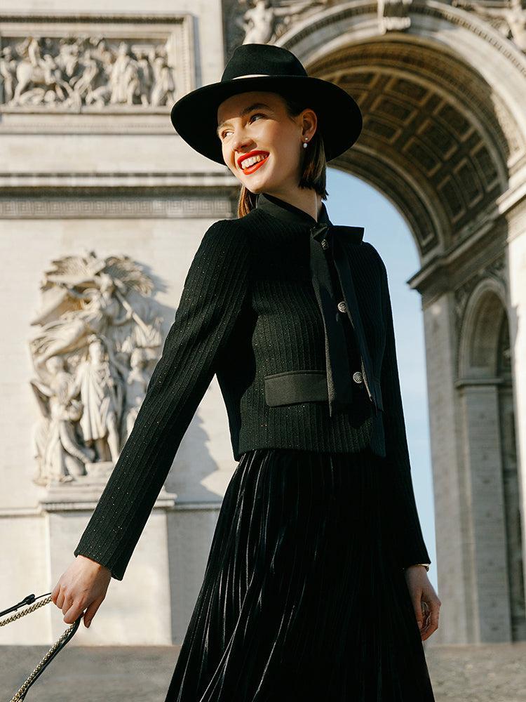 Crop Jacket With Flaps And Half Skirt Two-Piece Suit Product Image