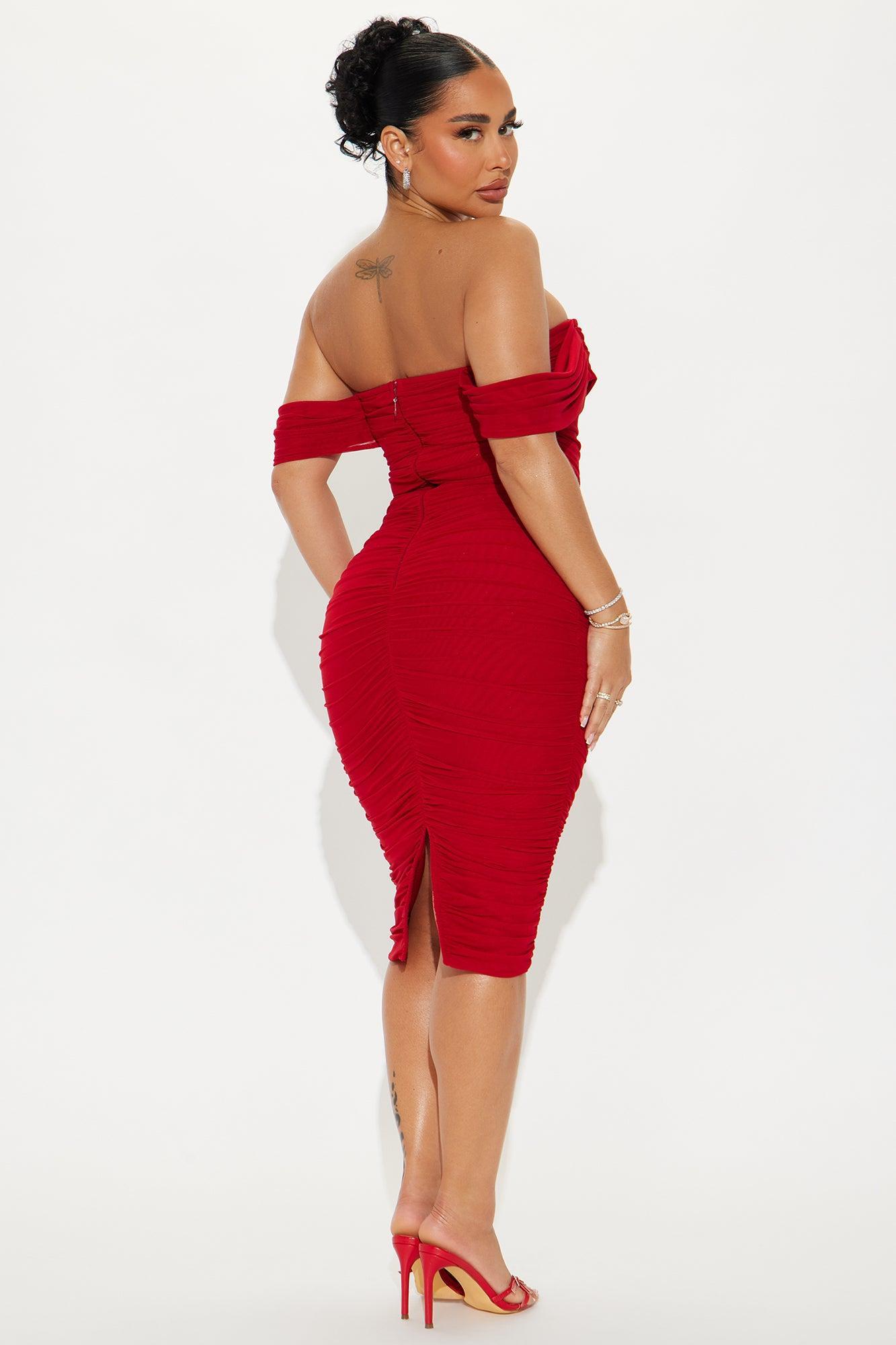Bad For The Night Bandage Midi Dress - Red Product Image