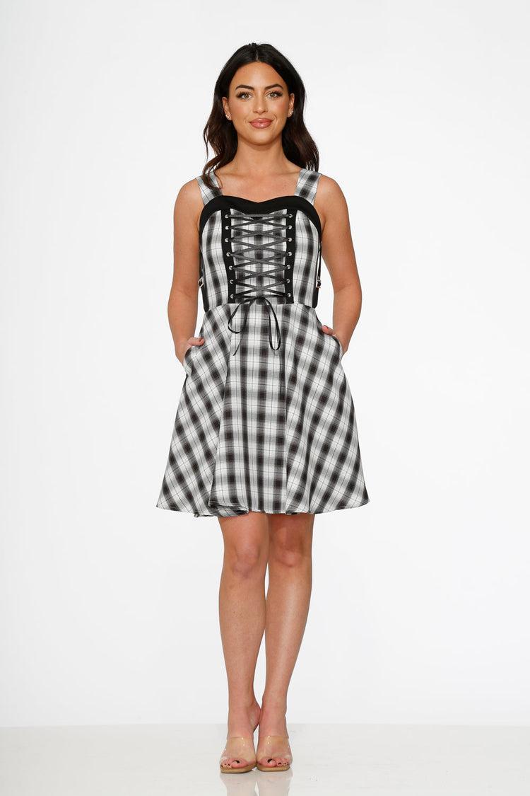 Black & White Plaid Swing Dress Product Image