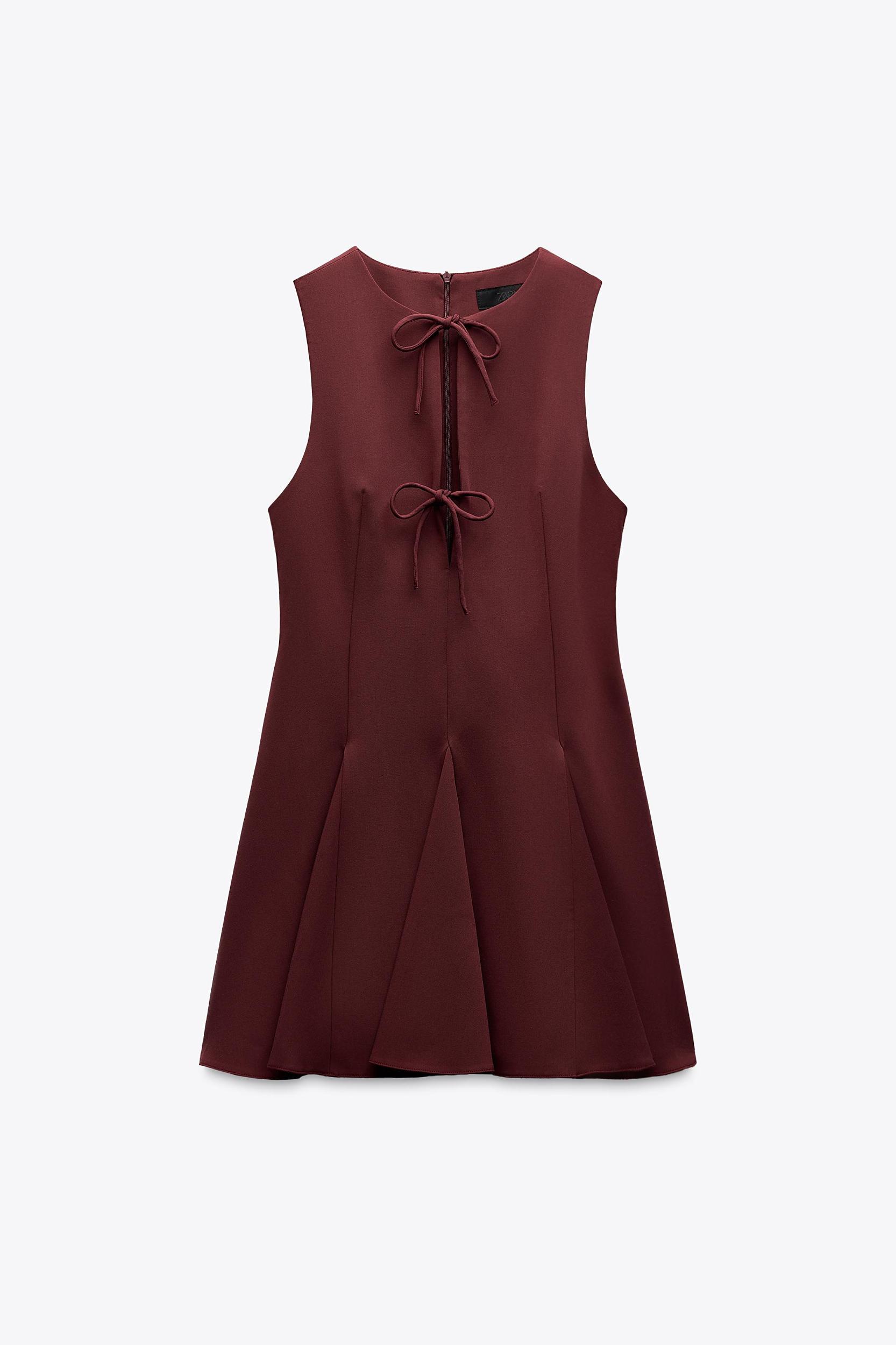 GODET BOW SHORT DRESS Product Image
