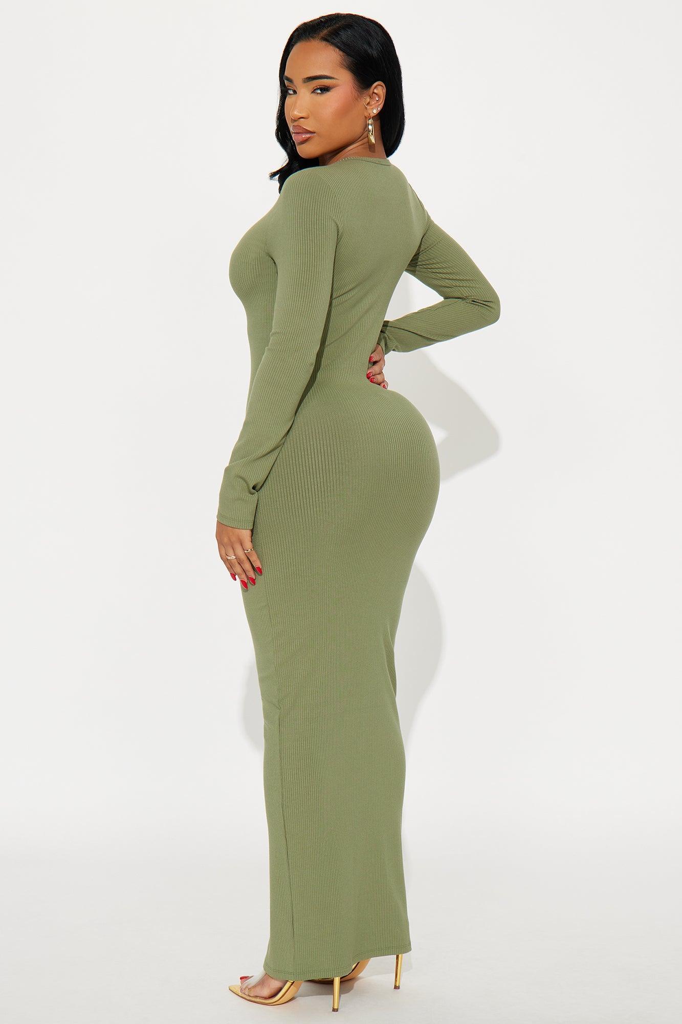 Weekend Vibin' Ribbed Maxi Dress - Olive Product Image