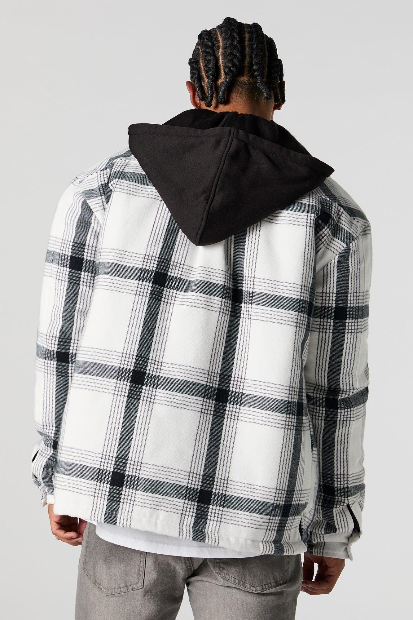 Plaid Hooded Shacket Male Product Image