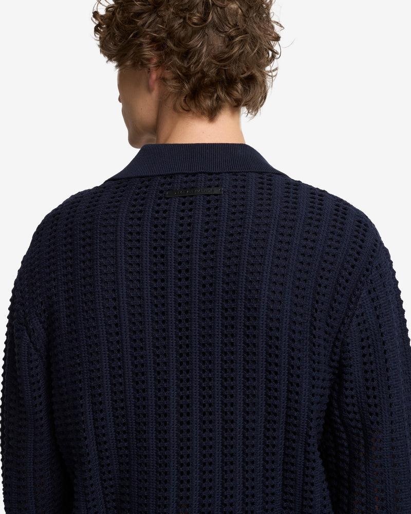 Crochet Knit Polo Product Image