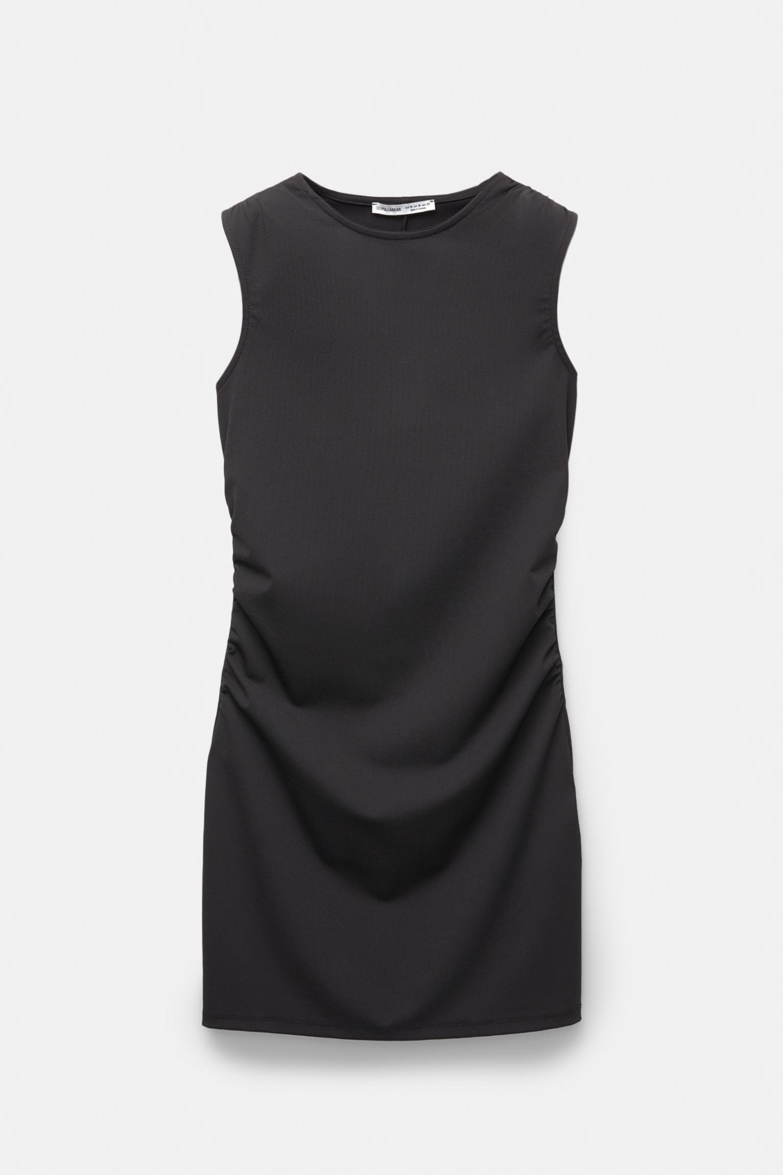 Short sleeveless dress with gathering Product Image