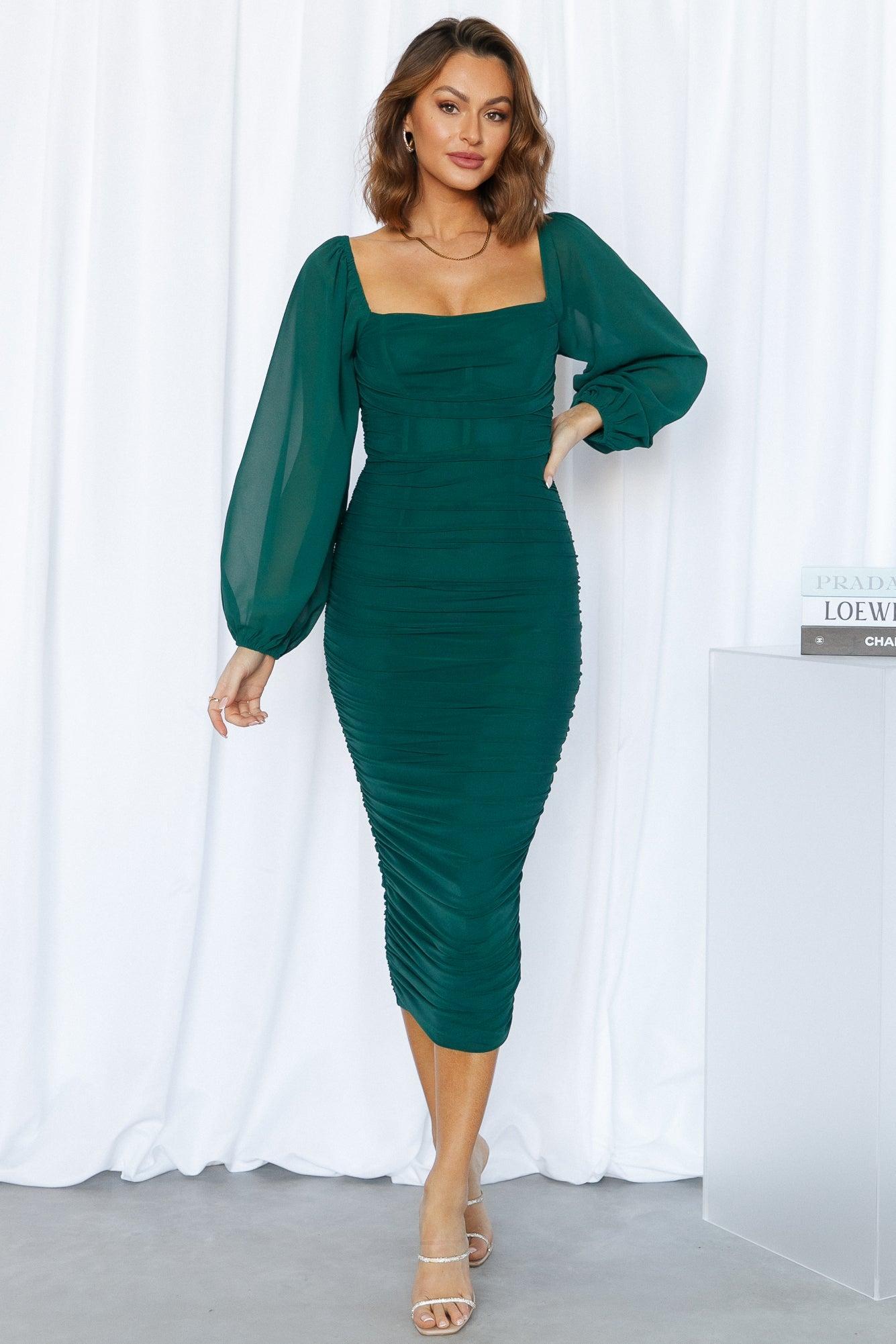 Brooklyn Love Midi Dress Emerald Product Image