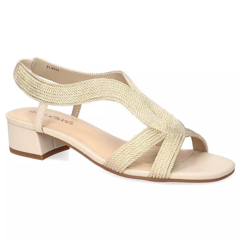 Easy Street Festival Block Heel Women's Woven Sandals, Size: 6 XW, White Woven Product Image