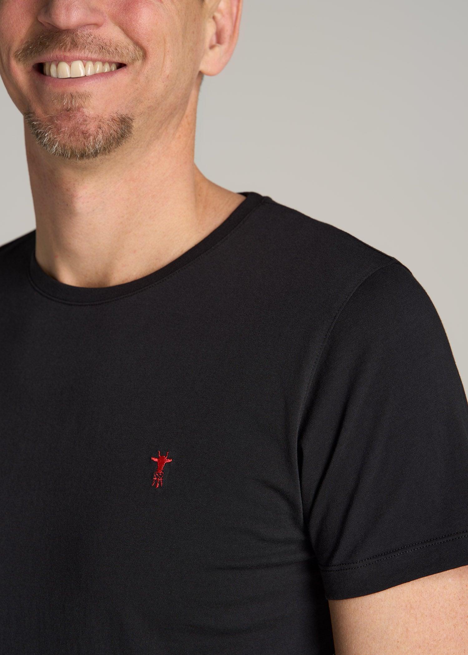 MODERN-FIT Embroidered Logo Crewneck T-Shirt for Tall Men in Apricot Crush Product Image