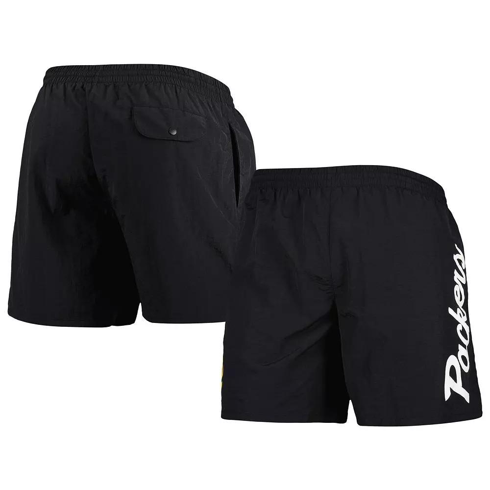 Men's Mitchell & Ness Black Green Bay Packers Team Essentials Nylon Shorts, Size: 2XL Product Image
