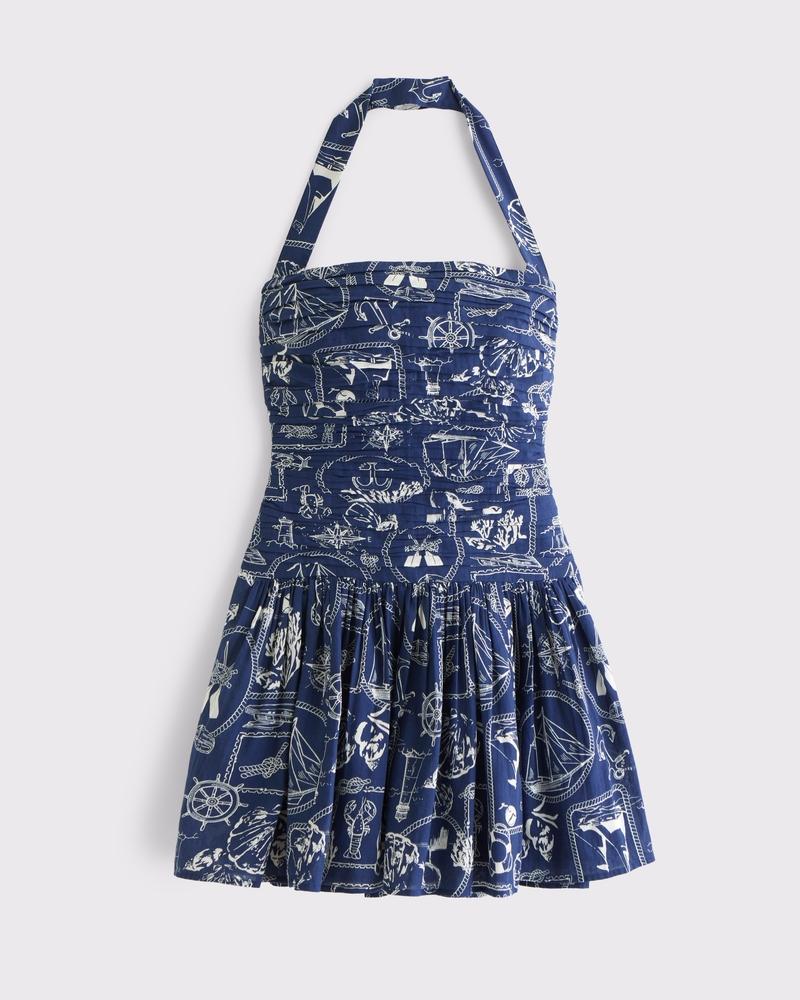 The A&F Emerson Drop-Waist Halter Mini Dress Product Image