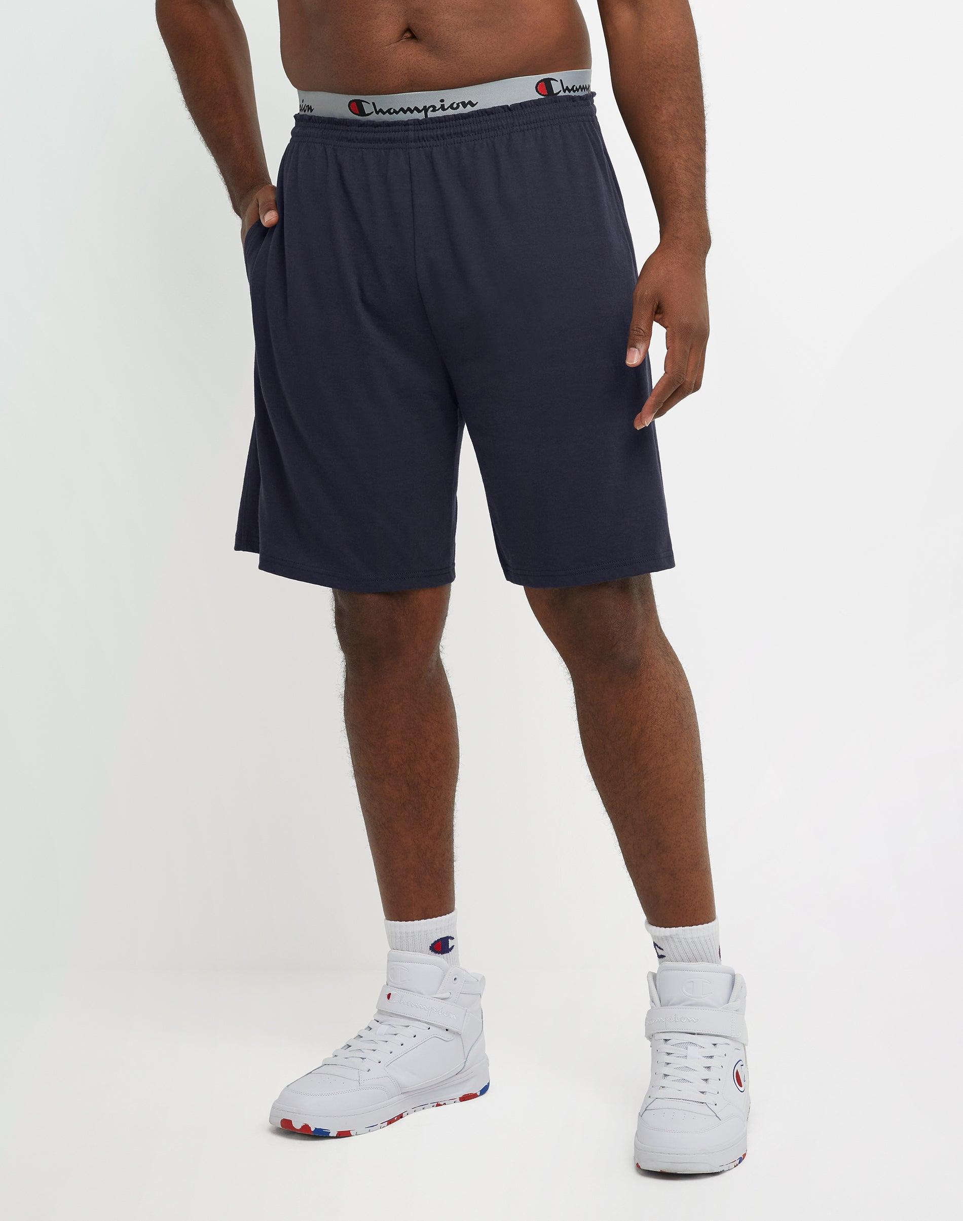 Mens Champion Lightweight Lounge Shorts, C Patch Logo (Big & Tall) Oxford Grey XLT Product Image