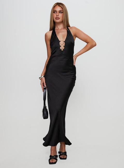 Vasilisa Halter Neck Maxi Dress Black Product Image