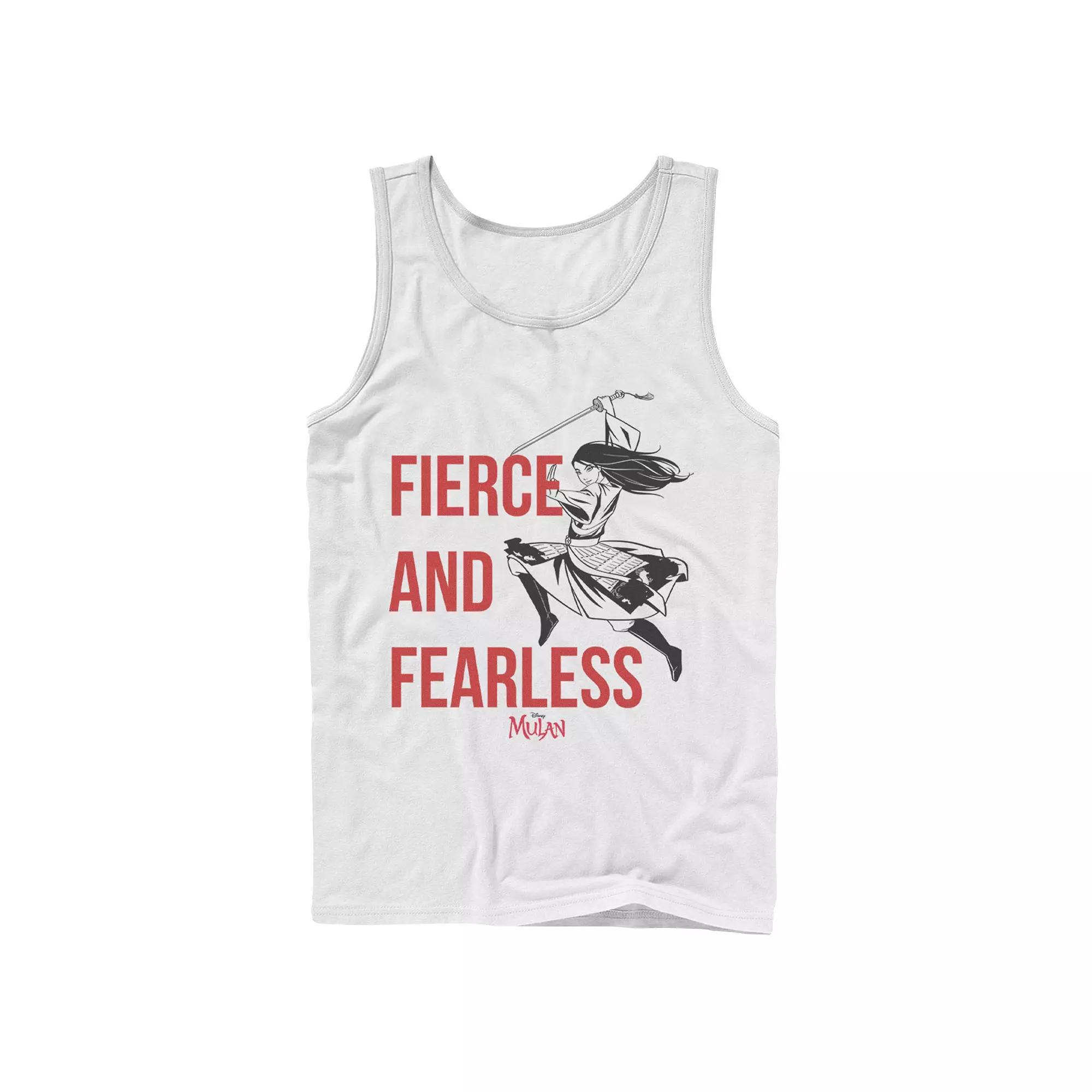 Men's Disney Mulan Live Action Fierce And Fearless Action Pose Tank Top, Size: Large, White Product Image