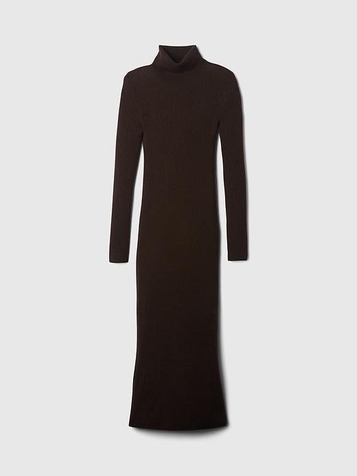 Turtleneck Rib Midi Sweater Dress Product Image