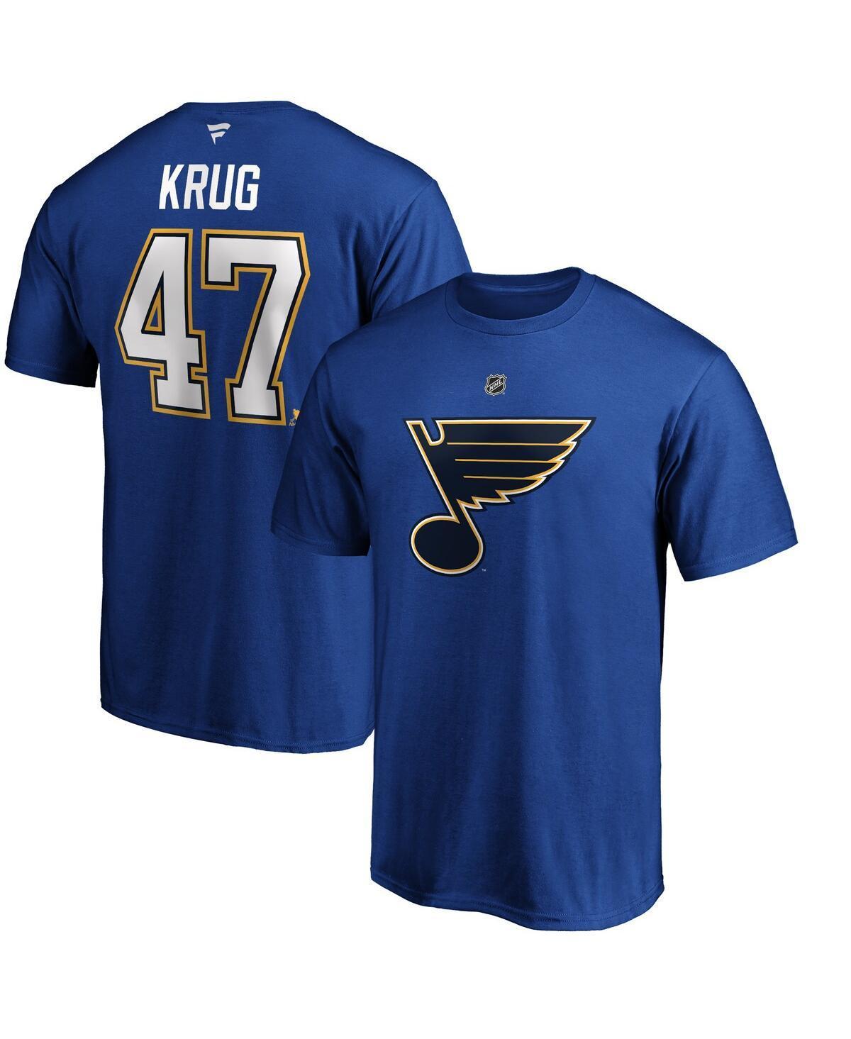 Men's Fanatics Branded Torey Krug Blue St. Louis Blues Authentic Stack Name & Number T-Shirt, Size: Small Product Image
