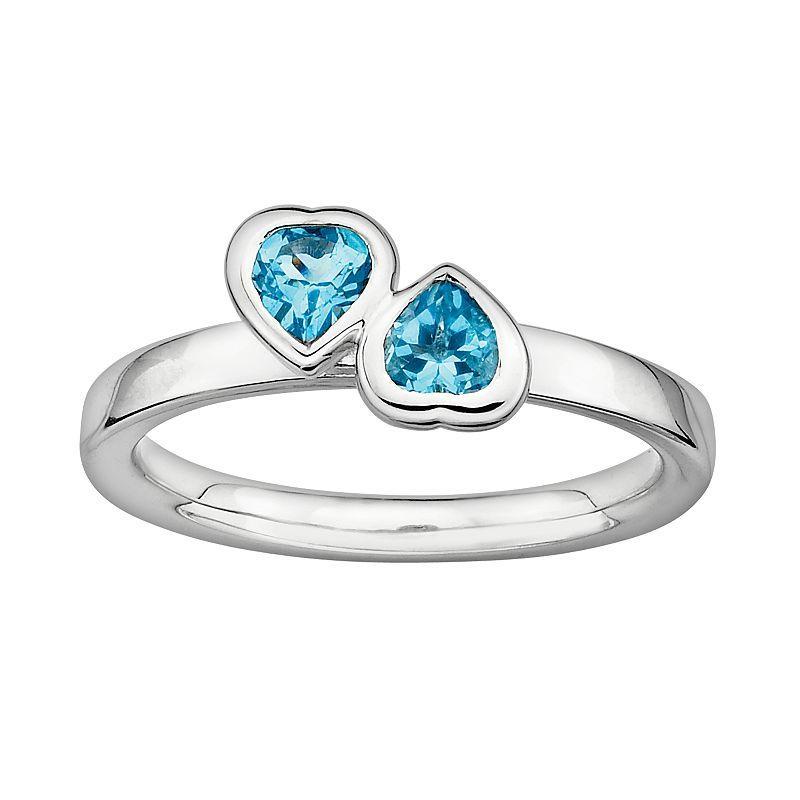 Stacks & Stones Sterling Silver Blue Topaz Heart Stack Ring, Women's, Size: 10 Product Image