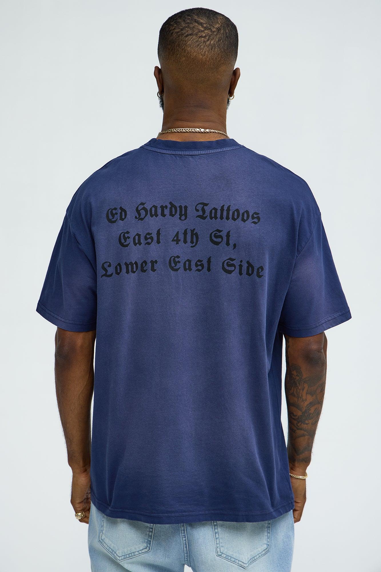 Ed Hardy Dragon Tattoo Oversized Short Sleeve Tee - Navy Product Image