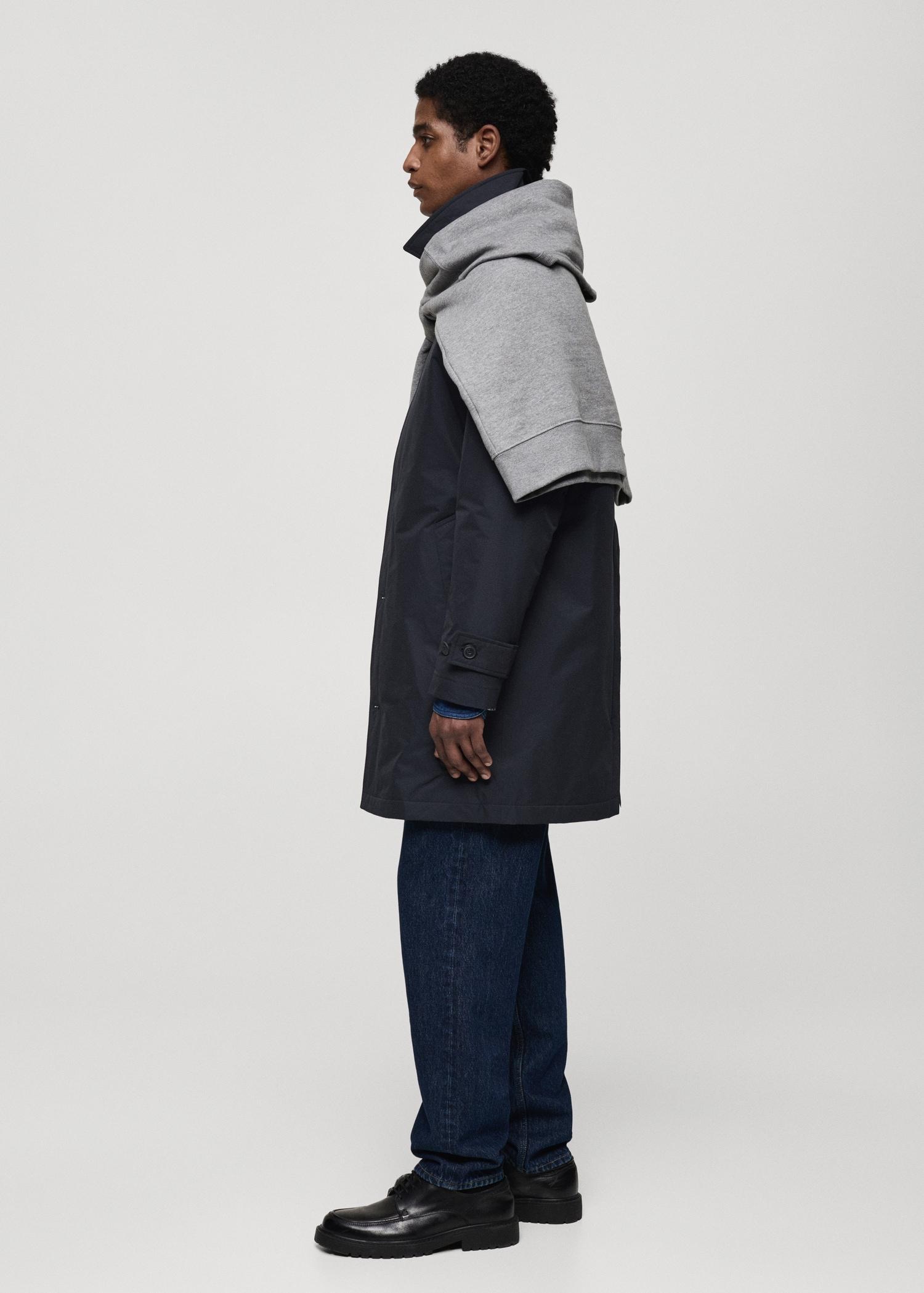 Quilted water-repellent trench coat - Men | MANGO USA Product Image