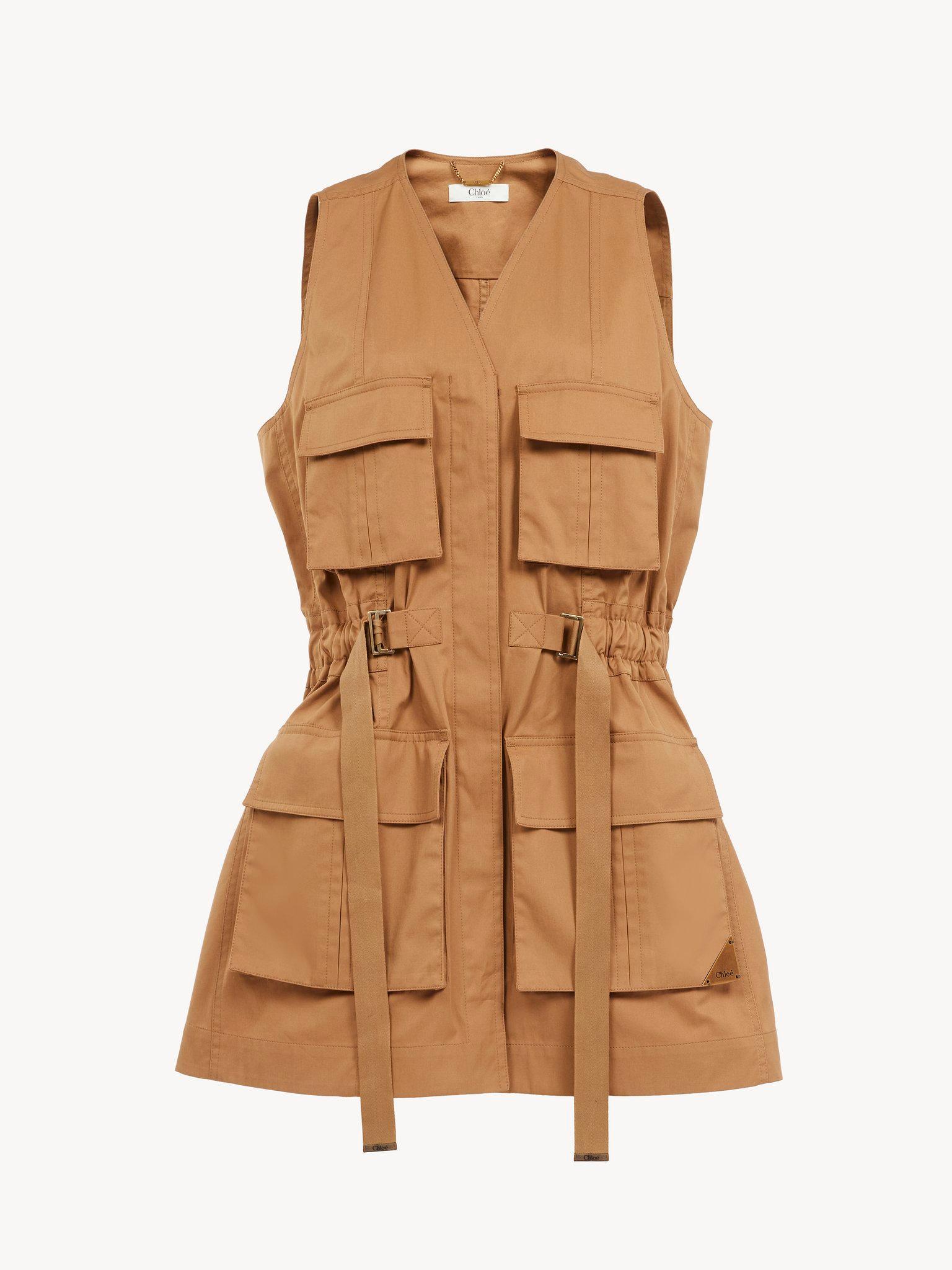 Utilitarian vest in light cotton gabardine Product Image