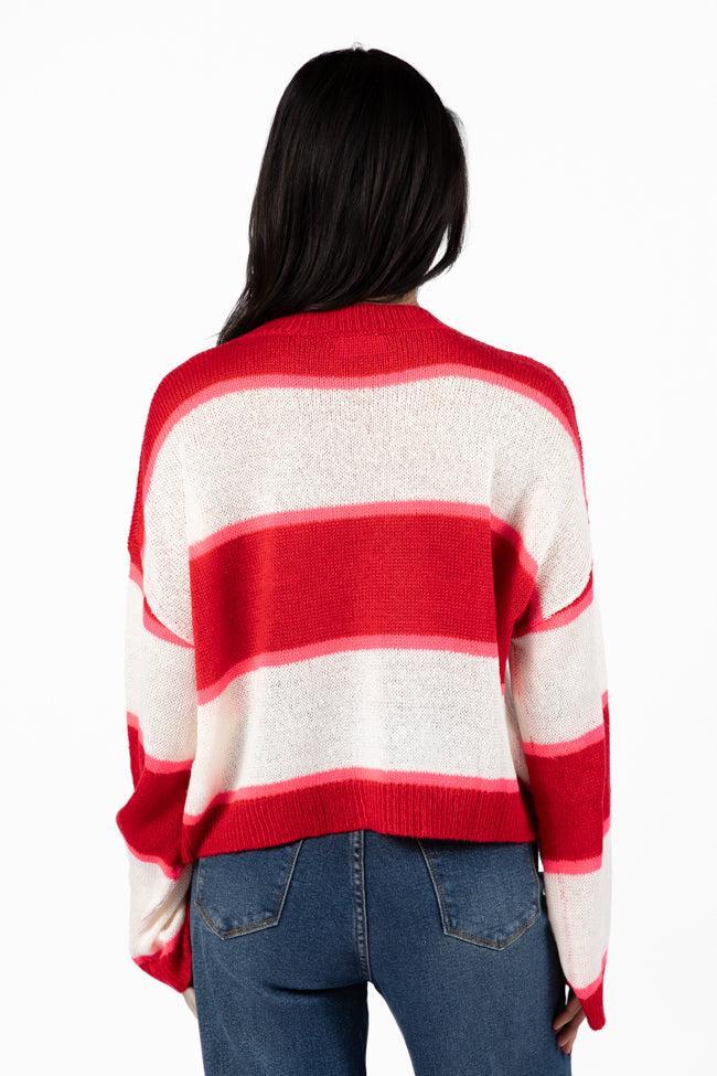 Don't Prove I'm Right Red And Pink Striped Sweater SALE Product Image