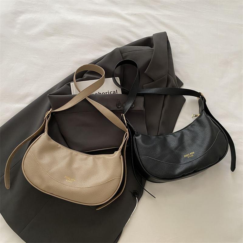 Faux Leather Hobo Lettering Bag Product Image