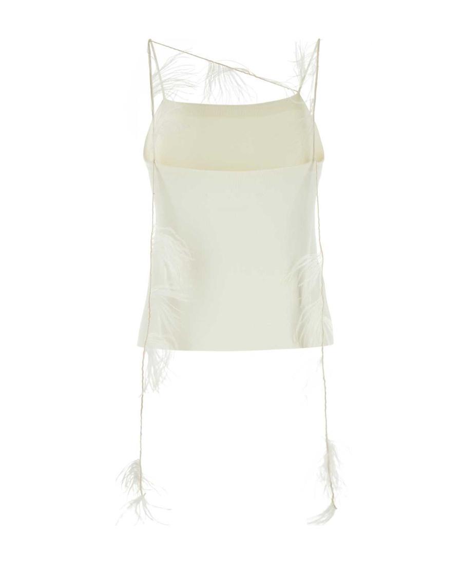 JIL SANDER Feather-trim Camisole Top In White Product Image