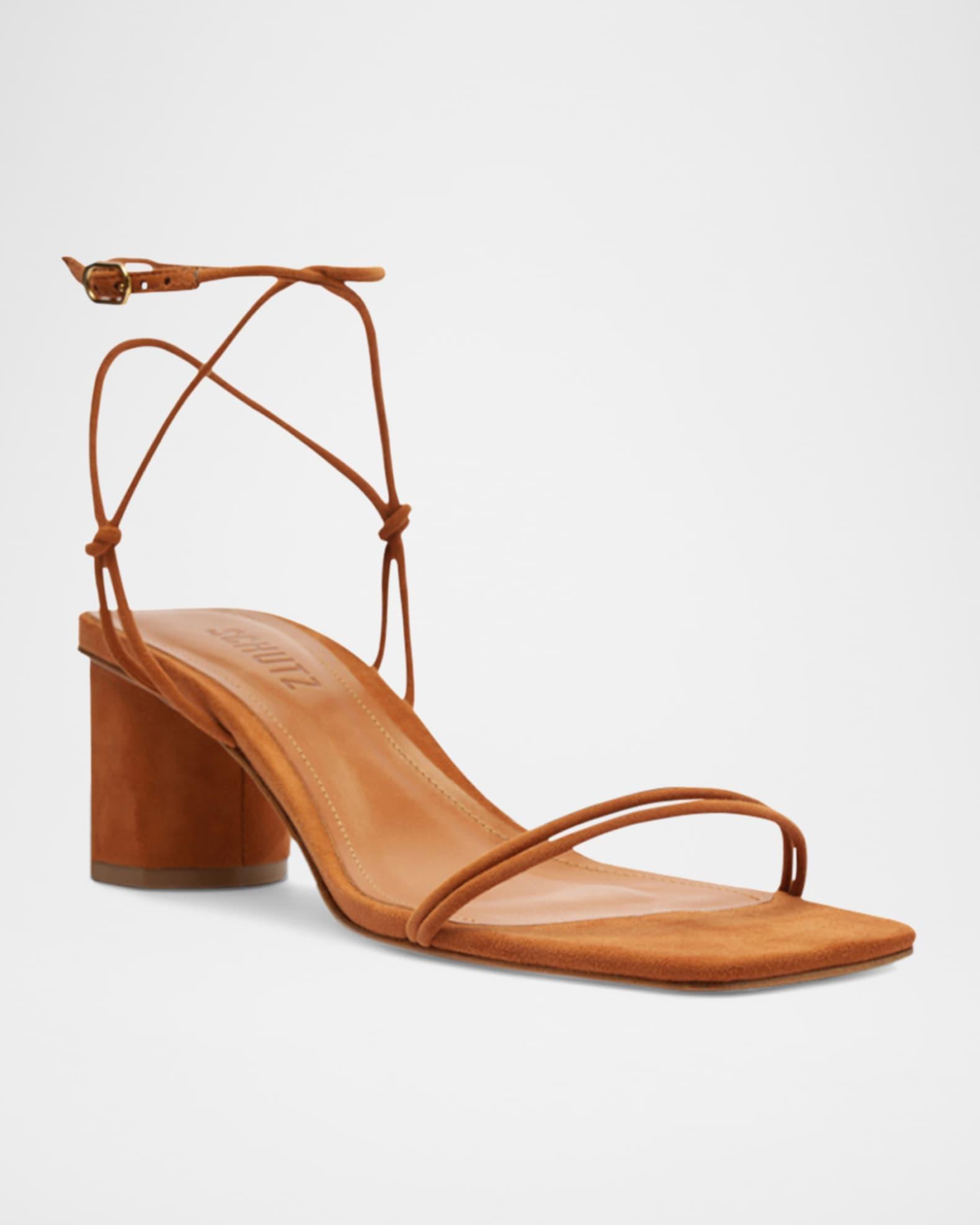 Pompeii Strappy Suede Block-Heel Sandals Product Image