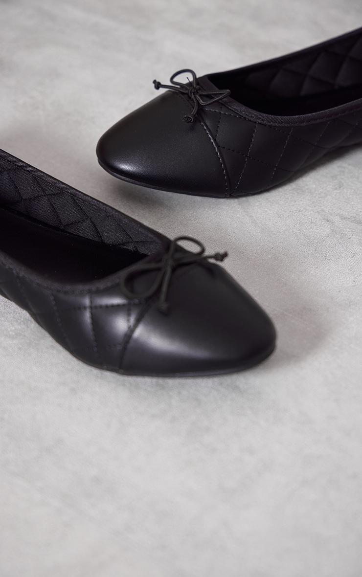 Black Bow Quilted Ballet Pumps Product Image