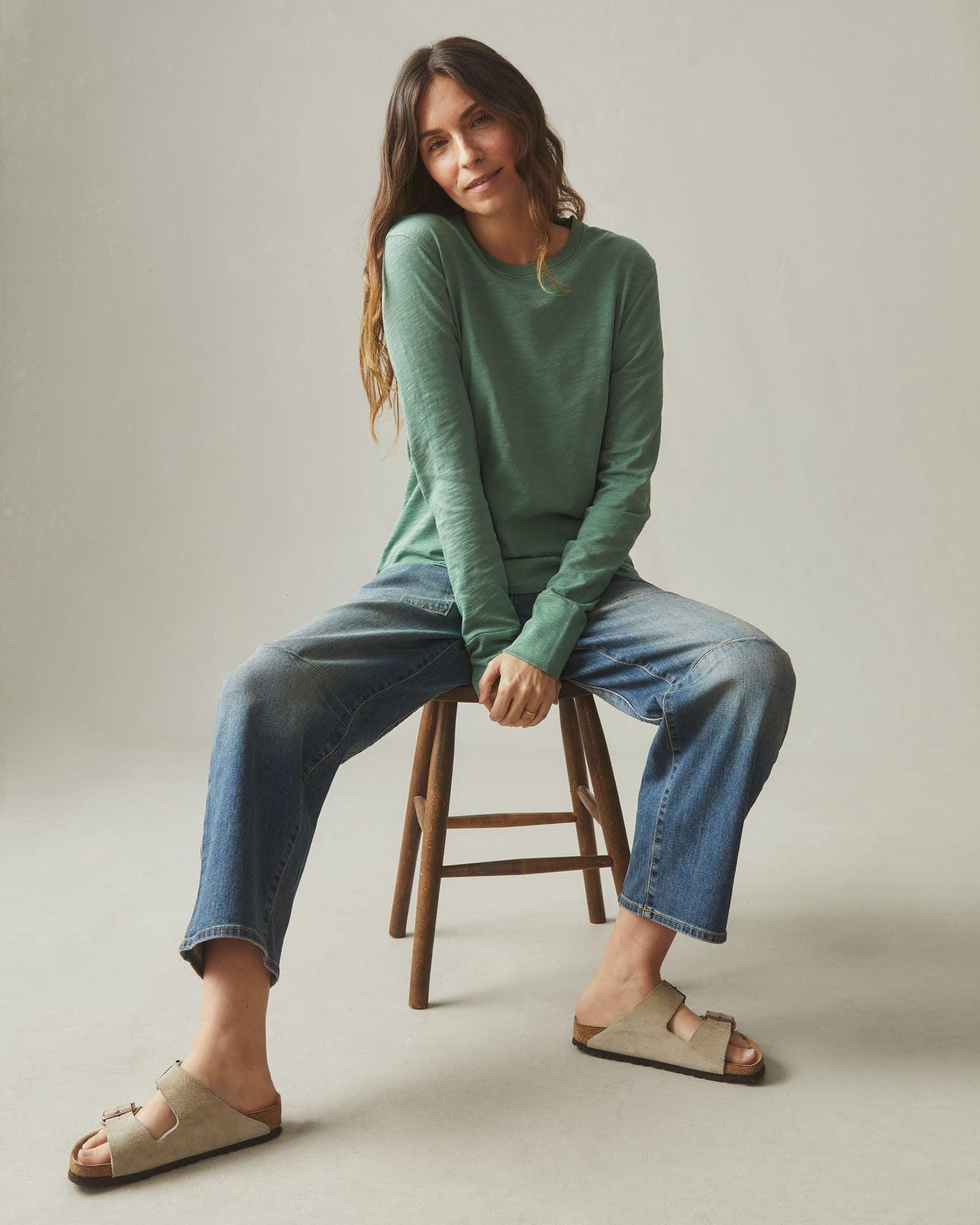 Premium Slub Crew Tee Long Sleeve - Fern Female Product Image