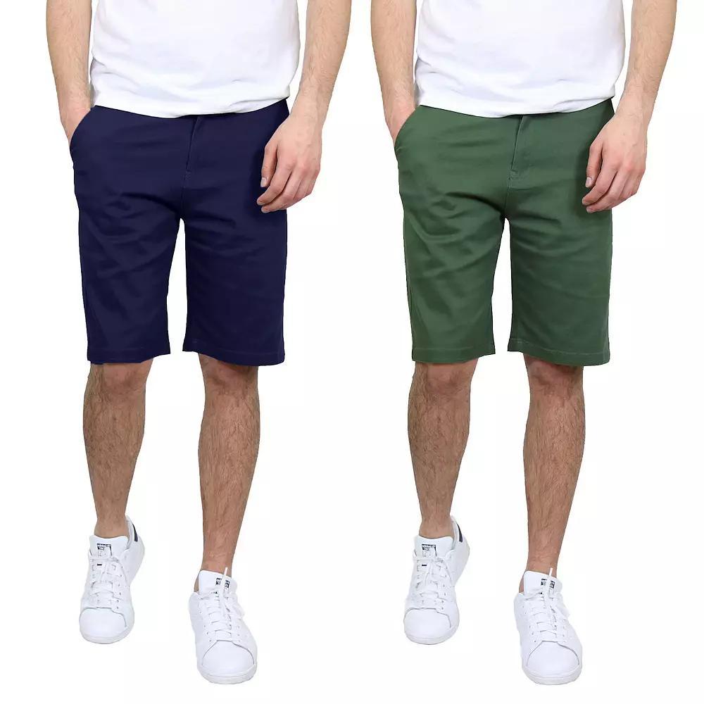 Men's Galaxy 10.5" 5-Pocket Flat-Front Slim-Fit Stretch Chino Shorts 2-Pack, Size: 36, Navy Green Product Image