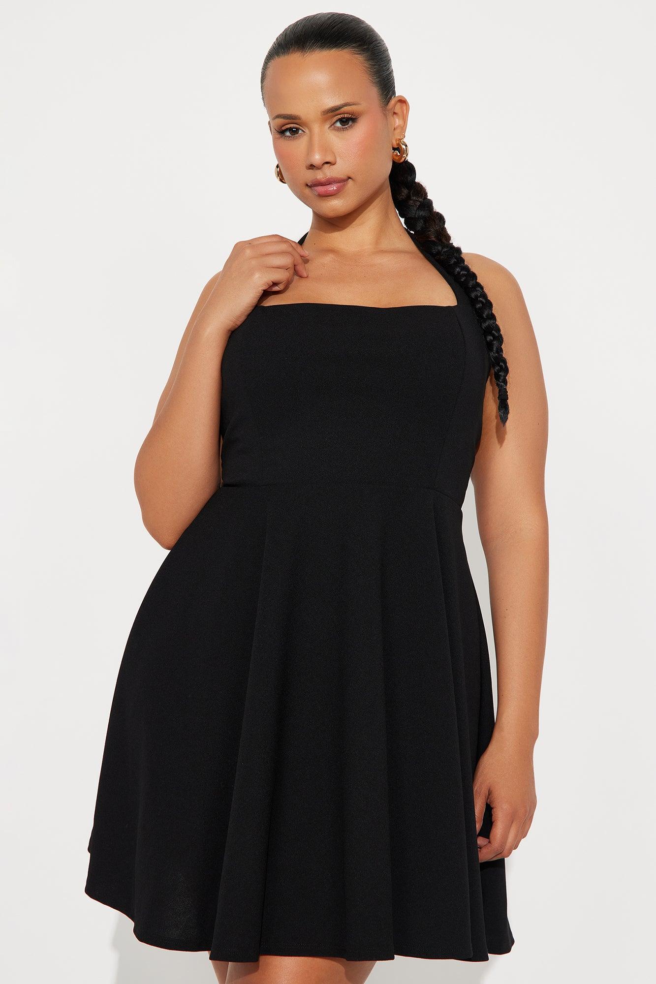 Tall Alena Halter Mini Dress - Black Product Image