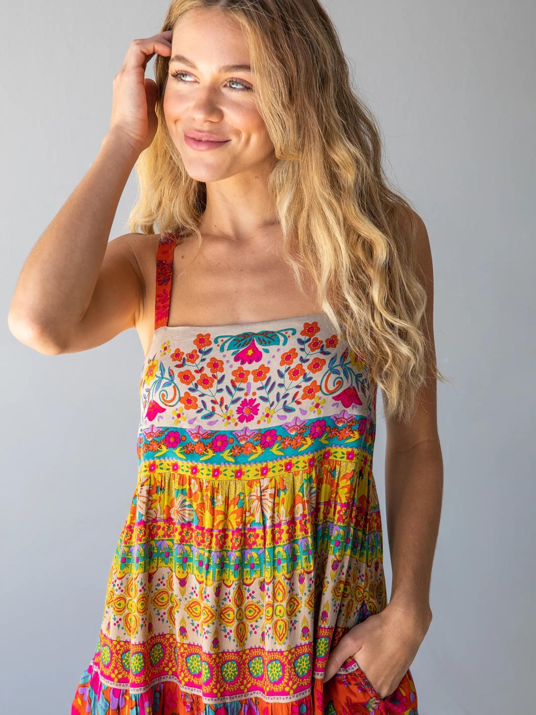 Patricia Maxi Dress - Red Mustard Border Product Image