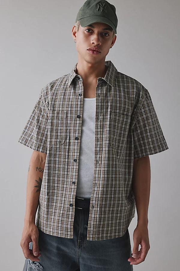 Urban Outfitters UO Checkerboard Plaid Short Sleeve Shirt Top Mens at Urban Outfitters Product Image