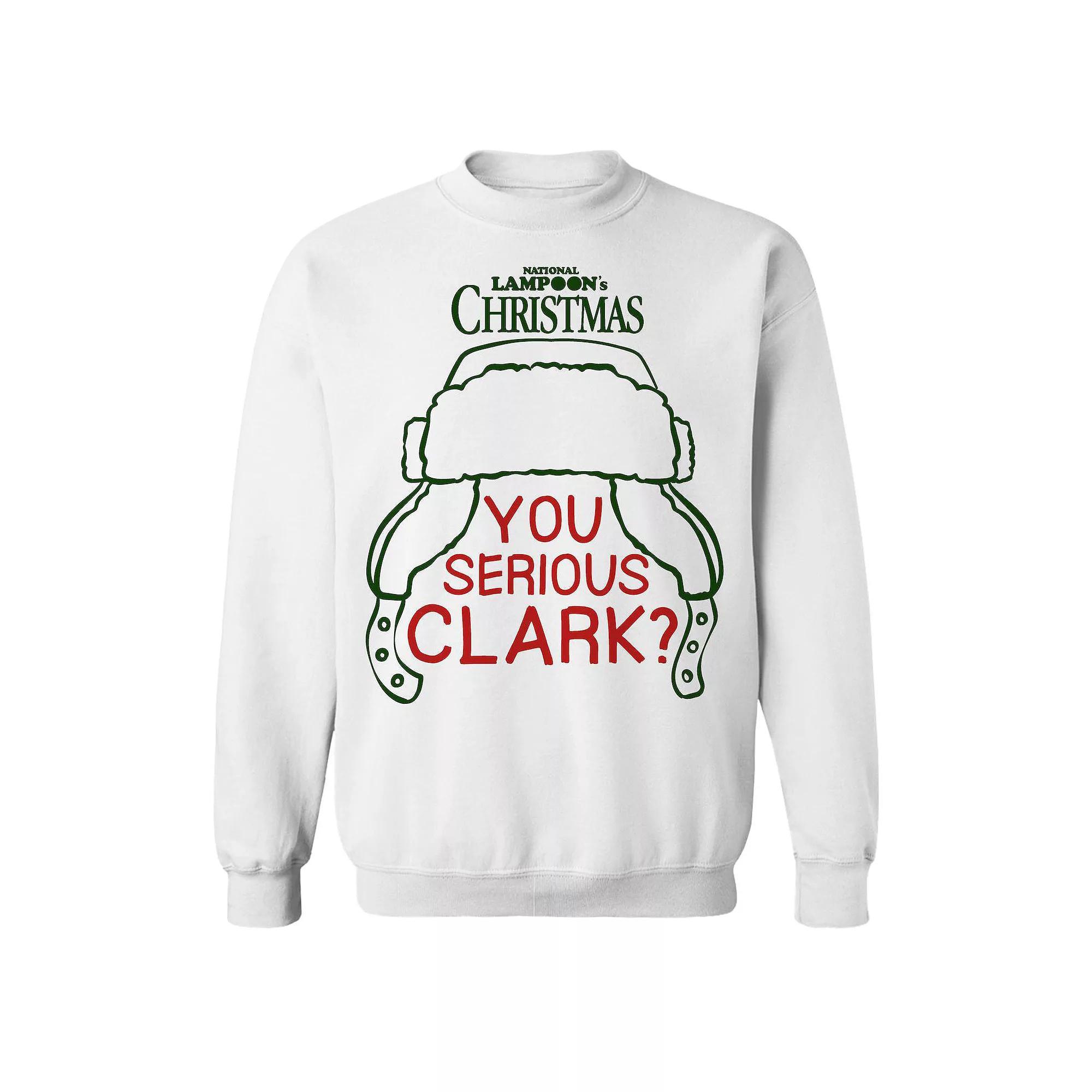 Men's You Serious Clark National Lampoon's Christmas Vacation Graphic Fleece Crew Sweatshirt, Size: Large, White Product Image