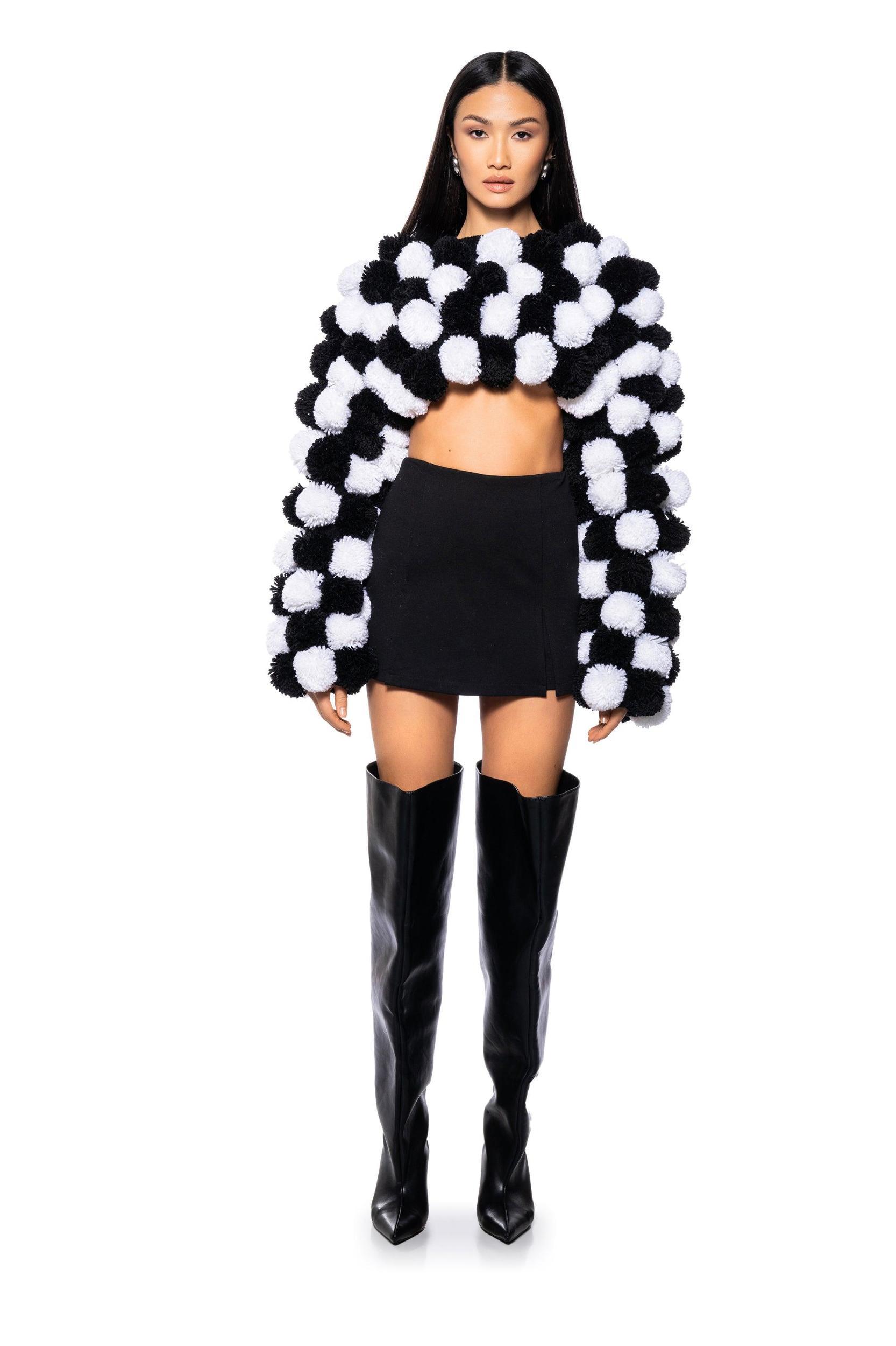CROPPED POM POM CARDIGAN Product Image