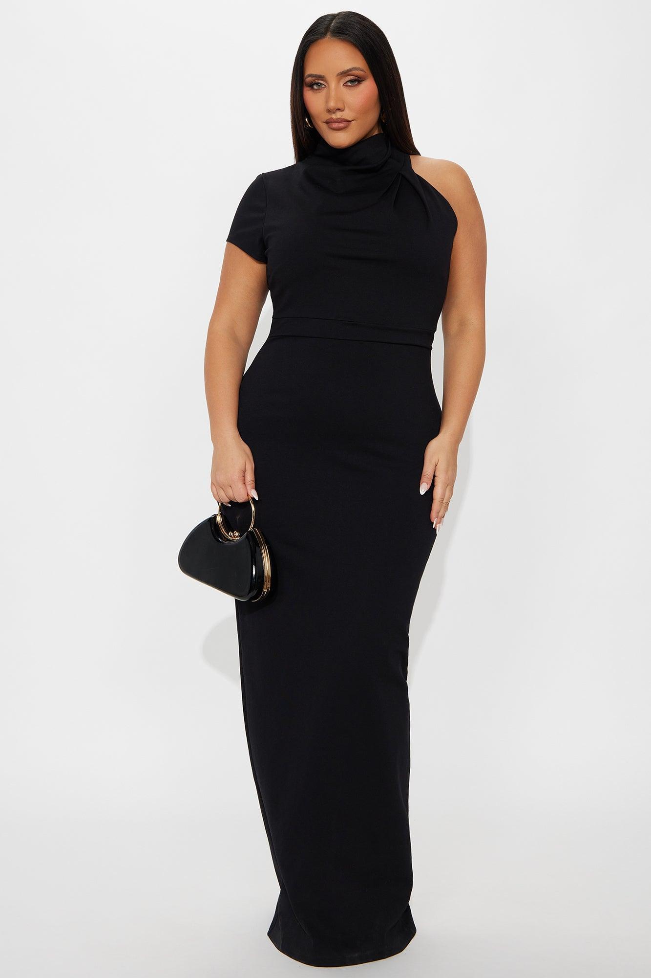 Celene Body Sculpting Ponte Maxi Dress - Black Product Image