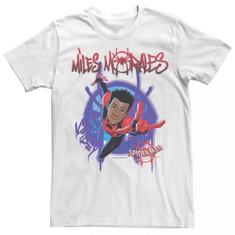 Men's Marvel Spider-Verse Painted Morales Spider-Man Short Sleeve Graphic Tee, Size: XL, White Product Image